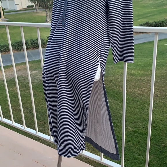 Anthropologie Postmark blue and white strip midi dress large - Picture 3 of 9